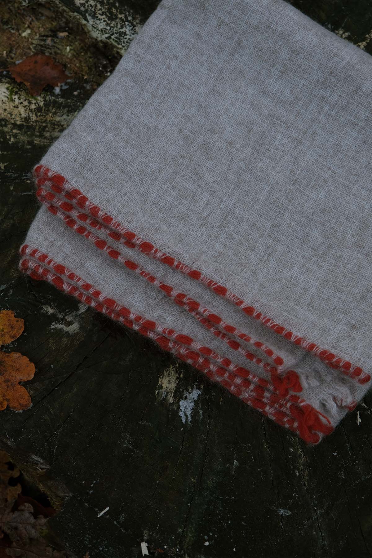 Oats & Rice Weaved Scarf in Grey Rust Trim - SKULPT Dublin