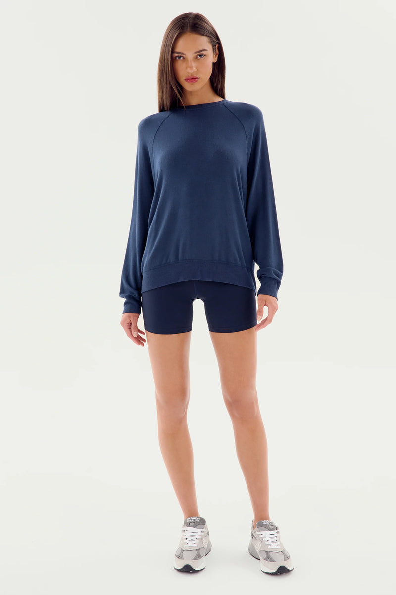 Splits59 Andie Long Sleeve Sweater in Navy - SKULPT Dublin