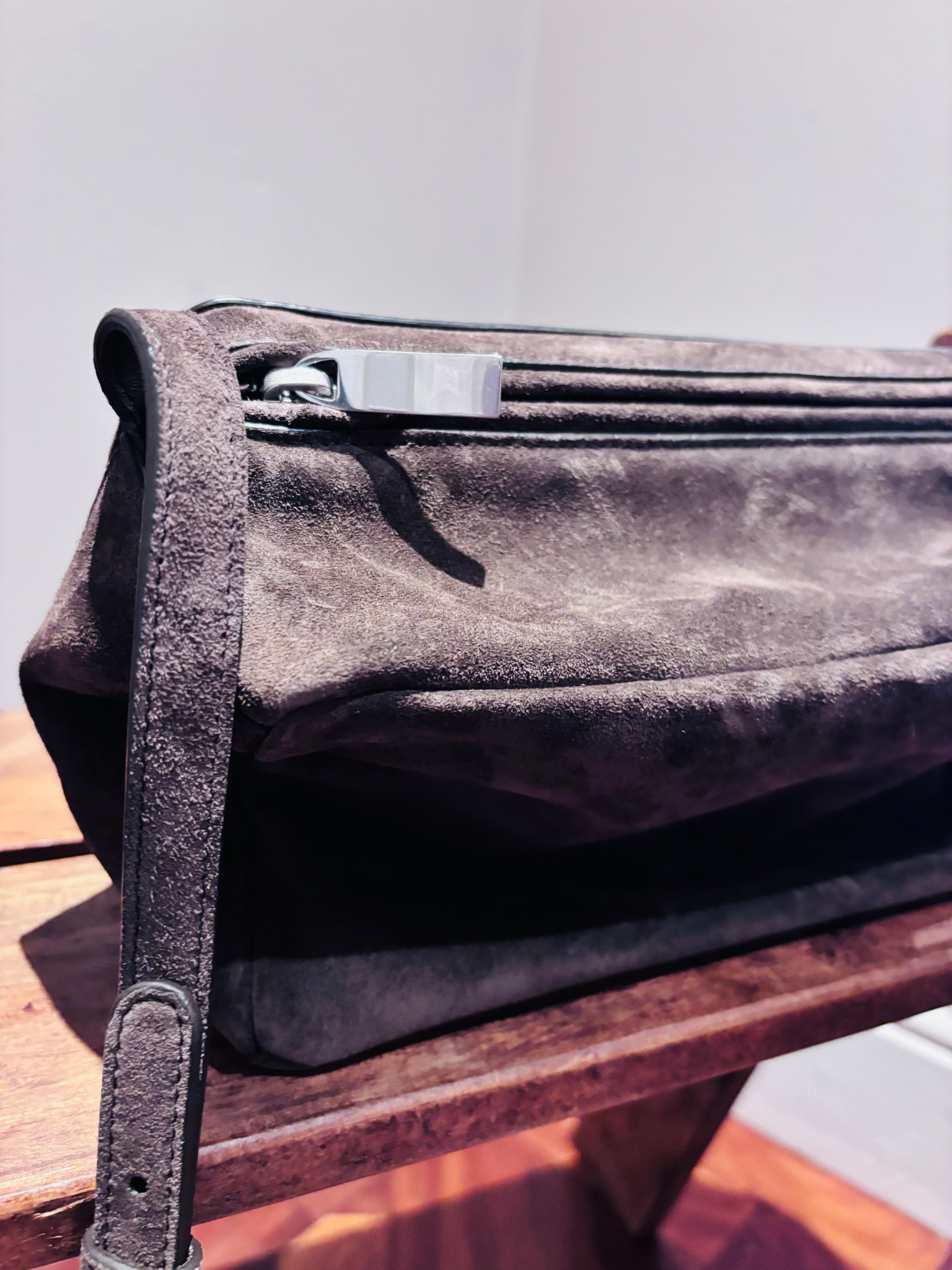Marsell Suede Box Handbag in Chocolate - SKULPT Dublin