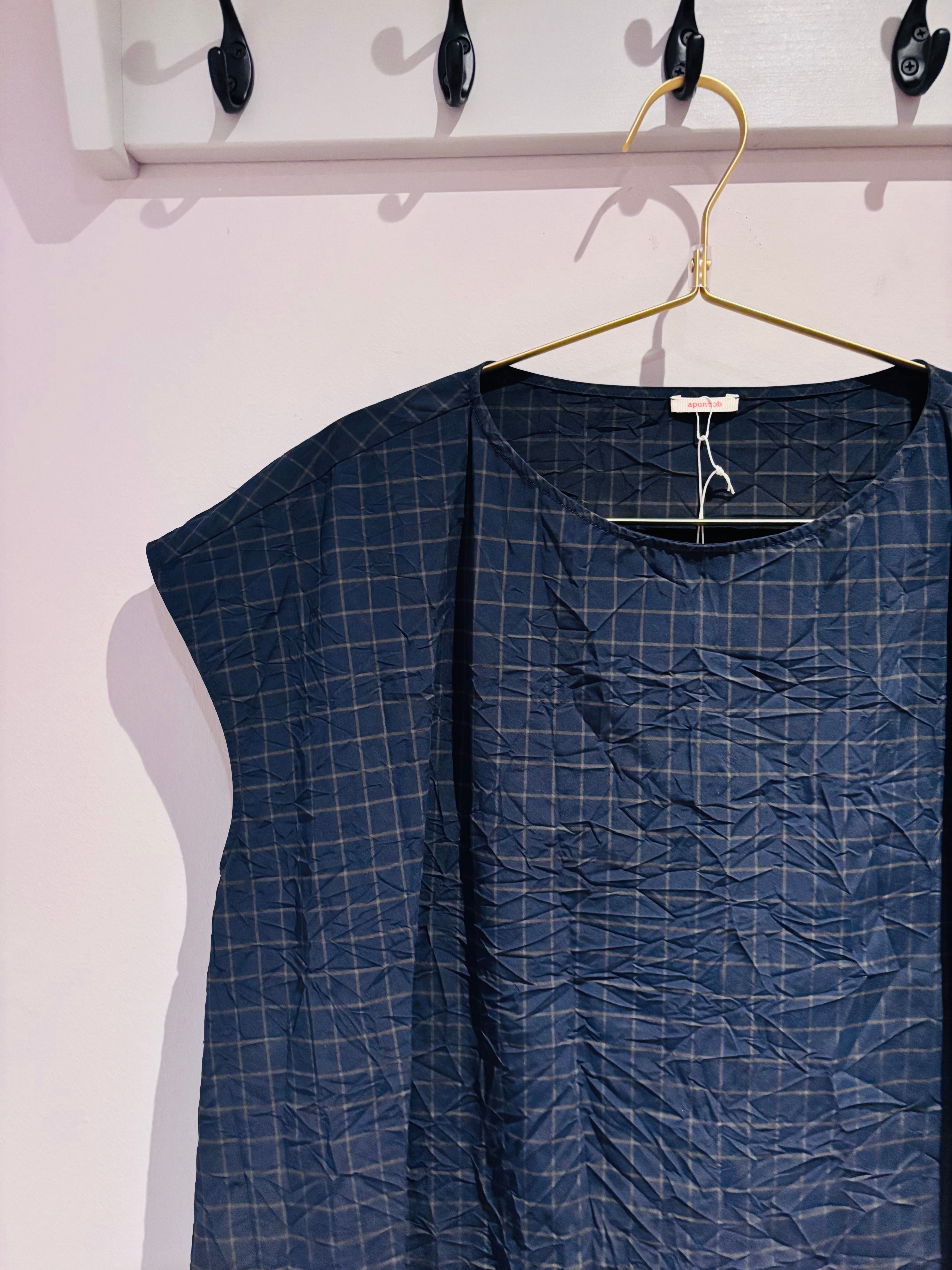ApuntoB Dress in Navy and Khaki Check - SKULPT Dublin