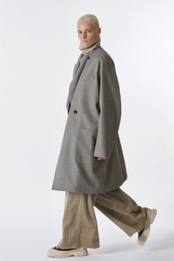 Sofie D'Hoore Long Wool Coat in Mercury Check - SKULPT Dublin