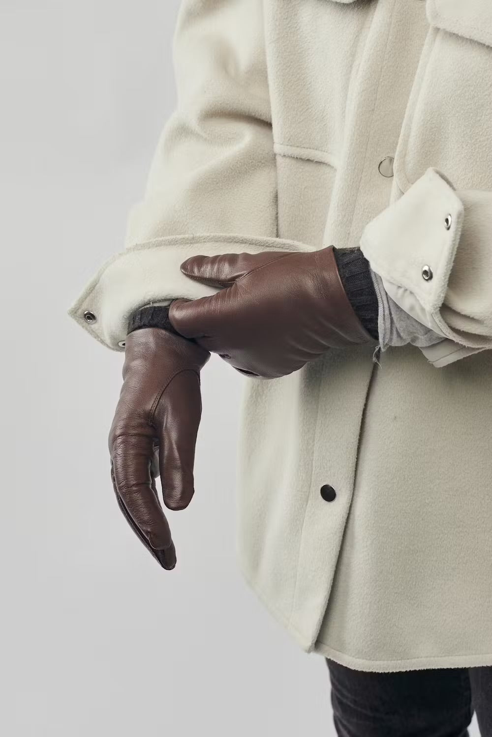 Hestra Leather Gloves with Wool Lining Dark Chestnut - SKULPT Dublin