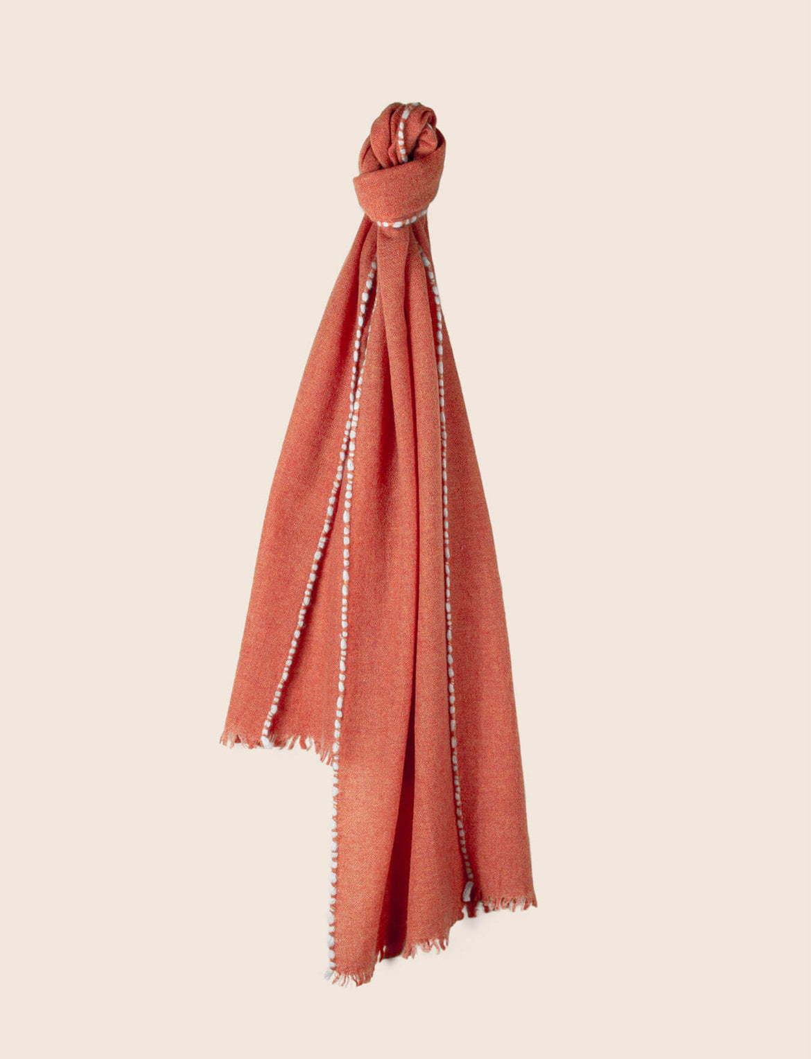 Oats & Rice Weaved Cashmere Scarf in Orange