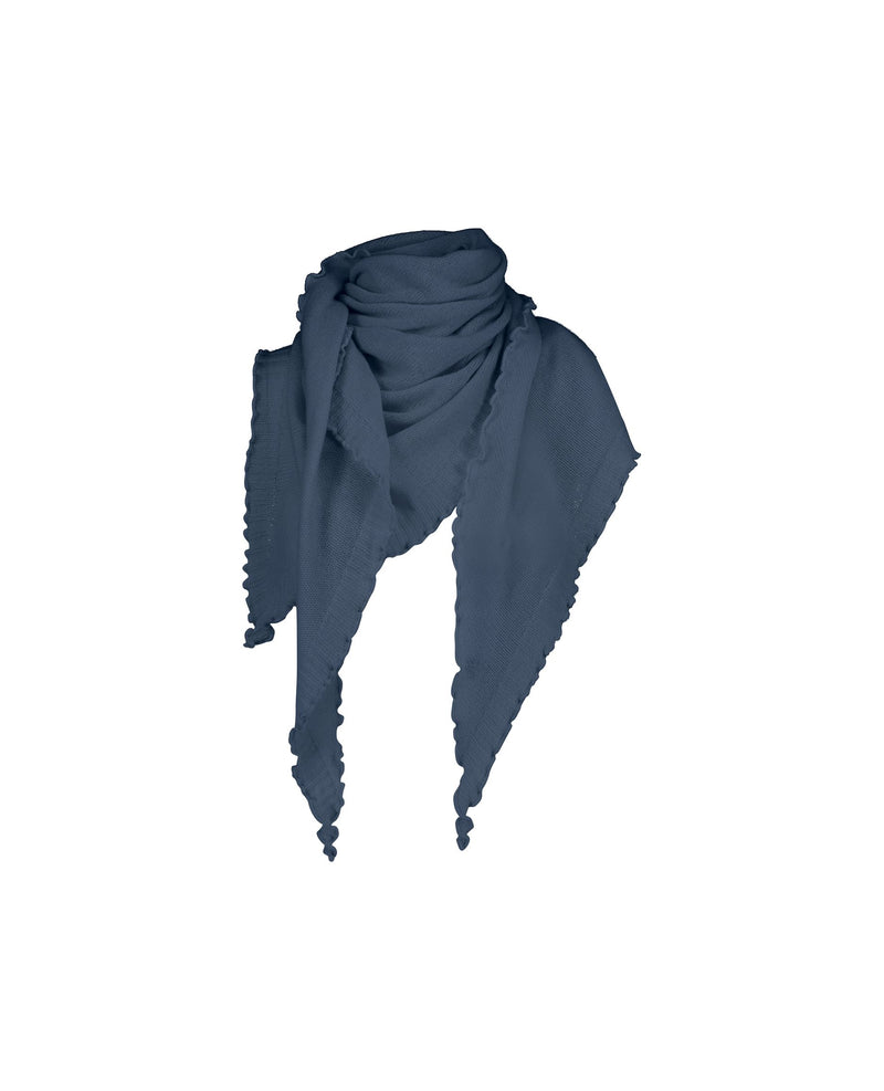 Allude Cashmere Triangle Ruffle Scarf in Denim Blue - SKULPT Dublin