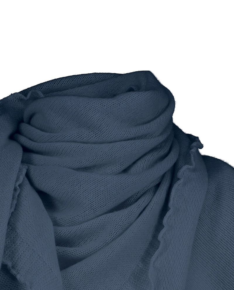 Allude Cashmere Triangle Ruffle Scarf in Denim Blue - SKULPT Dublin