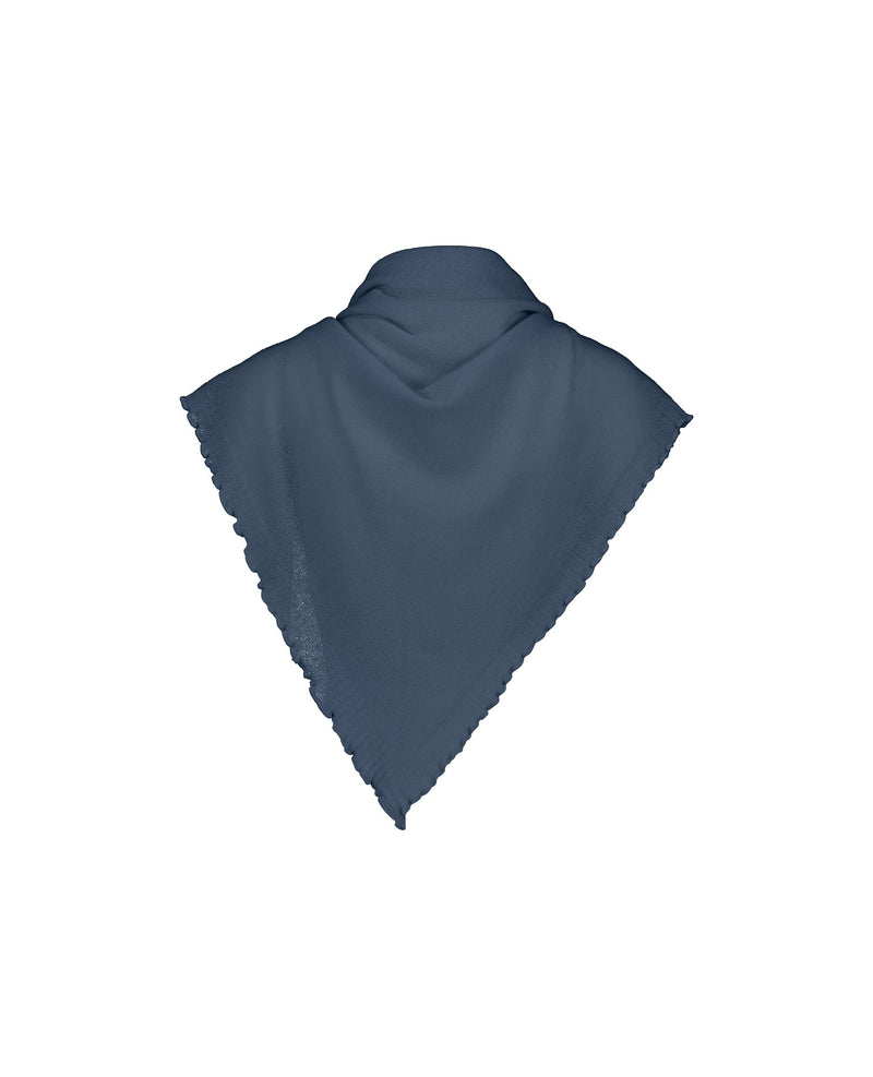 Allude Cashmere Triangle Ruffle Scarf in Denim Blue - SKULPT Dublin