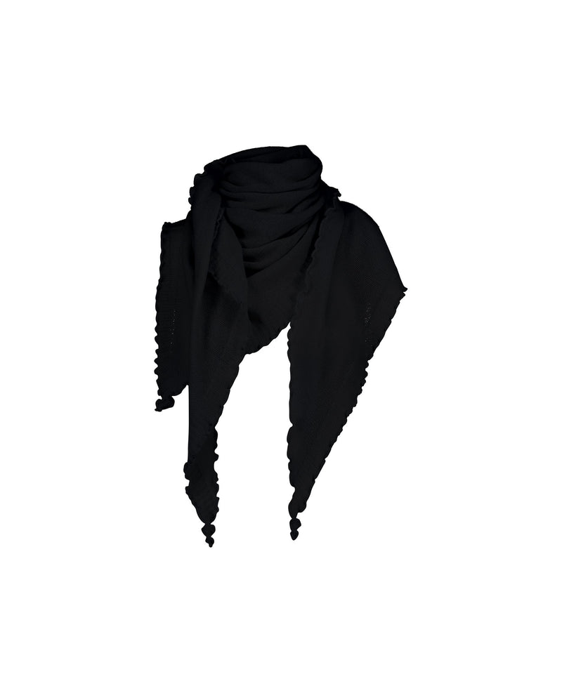 Allude Cashmere Triangle Ruffle Scarf in Black - SKULPT Dublin