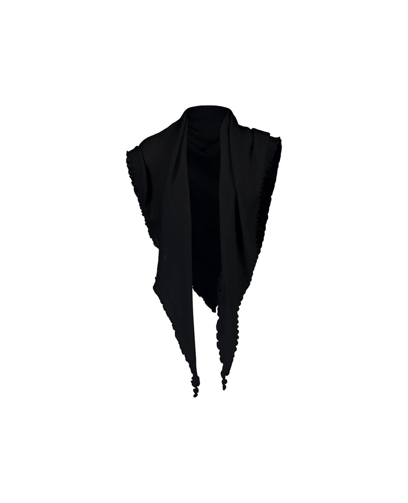 Allude Cashmere Triangle Ruffle Scarf in Black - SKULPT Dublin