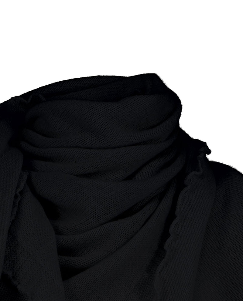 Allude Cashmere Triangle Ruffle Scarf in Black - SKULPT Dublin