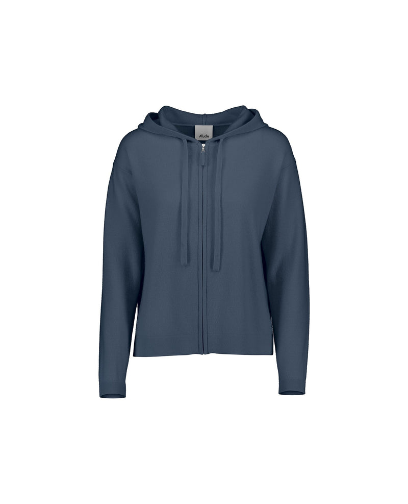 Allude Zip Front Hoodie in Blue Denim - SKULPT Dublin