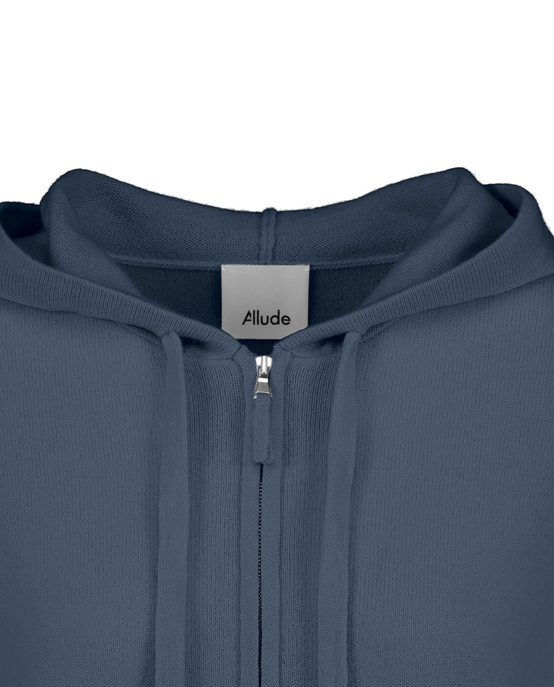 Allude Zip Front Hoodie in Blue Denim - SKULPT Dublin