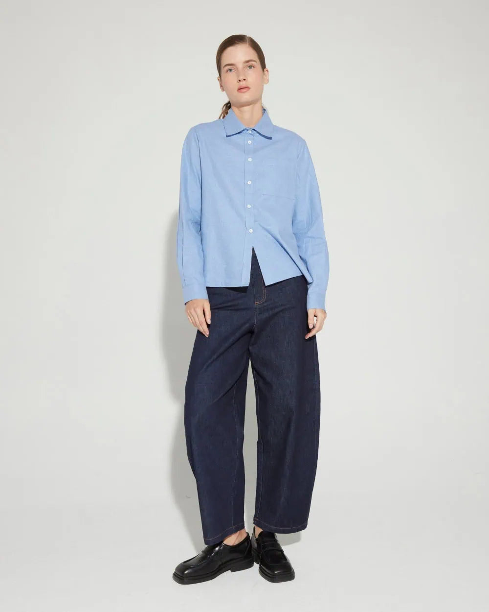 Tot-Hom Barrel Leg Denim in Dark Indigo