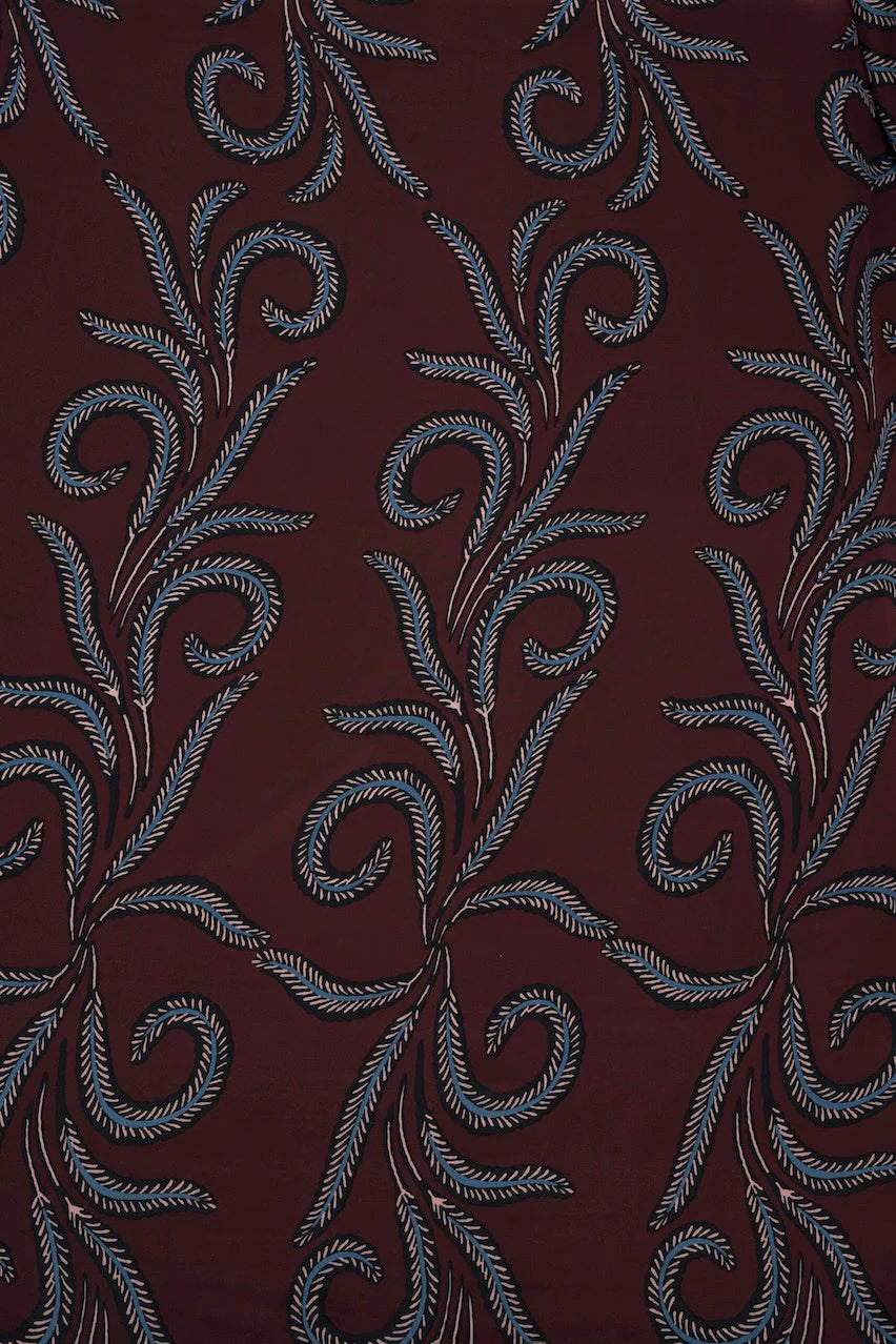 Natalie Martin Long Silk Skirt in Bordeaux Feather - SKULPT Dublin