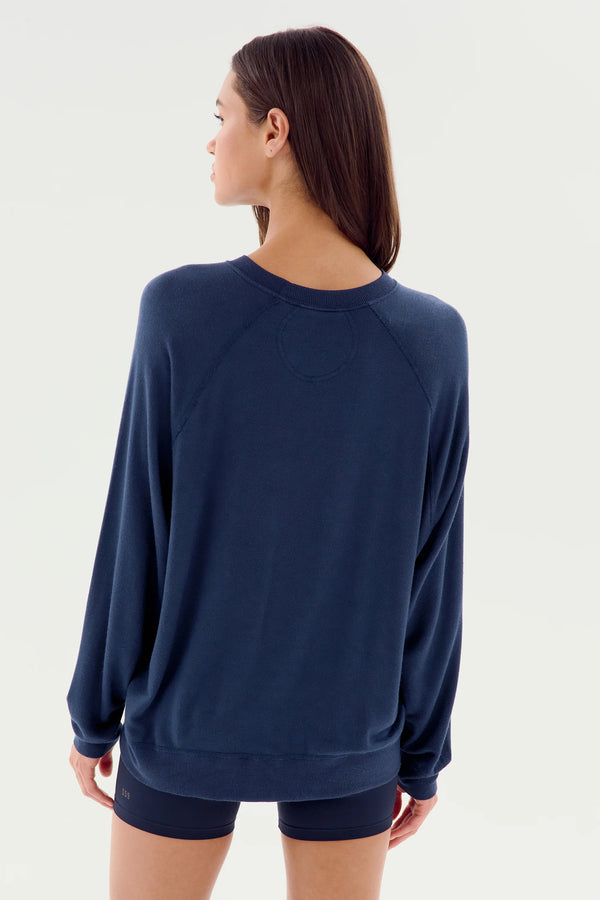 Splits59 Andie Long Sleeve Sweater in Navy - SKULPT Dublin