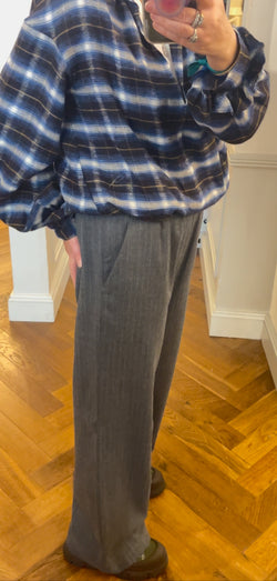 Lis Lareida Luke Trousers in Grey Pin Stripe - SKULPT Dublin