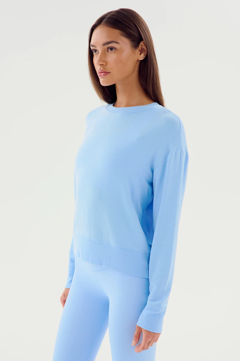 Splits59 Sonja Warm Up Long Sleeve Sweater in Sky - SKULPT Dublin