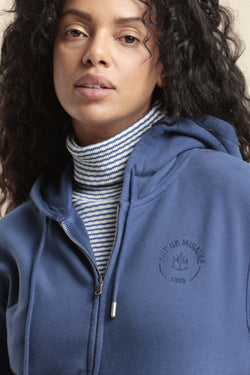 Mat de Misaine Zipped Hoodie in Denim Blue - SKULPT Dublin