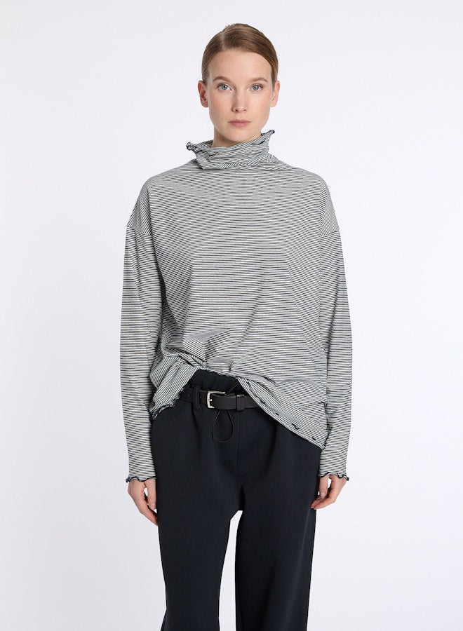 Lis Lareida Roll Neck Jersey Navy Stripe - SKULPT Dublin