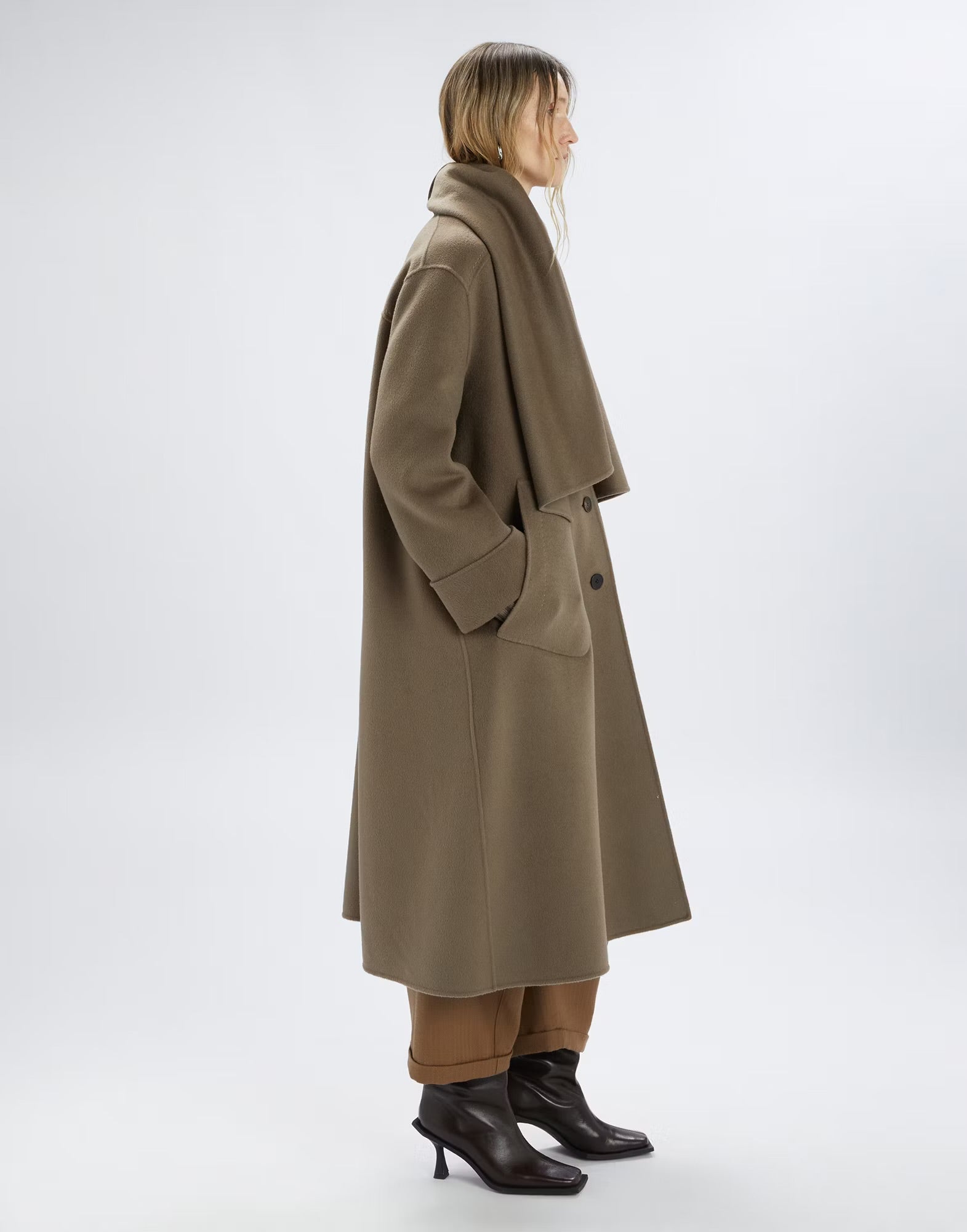 HIGH Everyday Couture Spire Long Coat in Sand - SKULPT Dublin