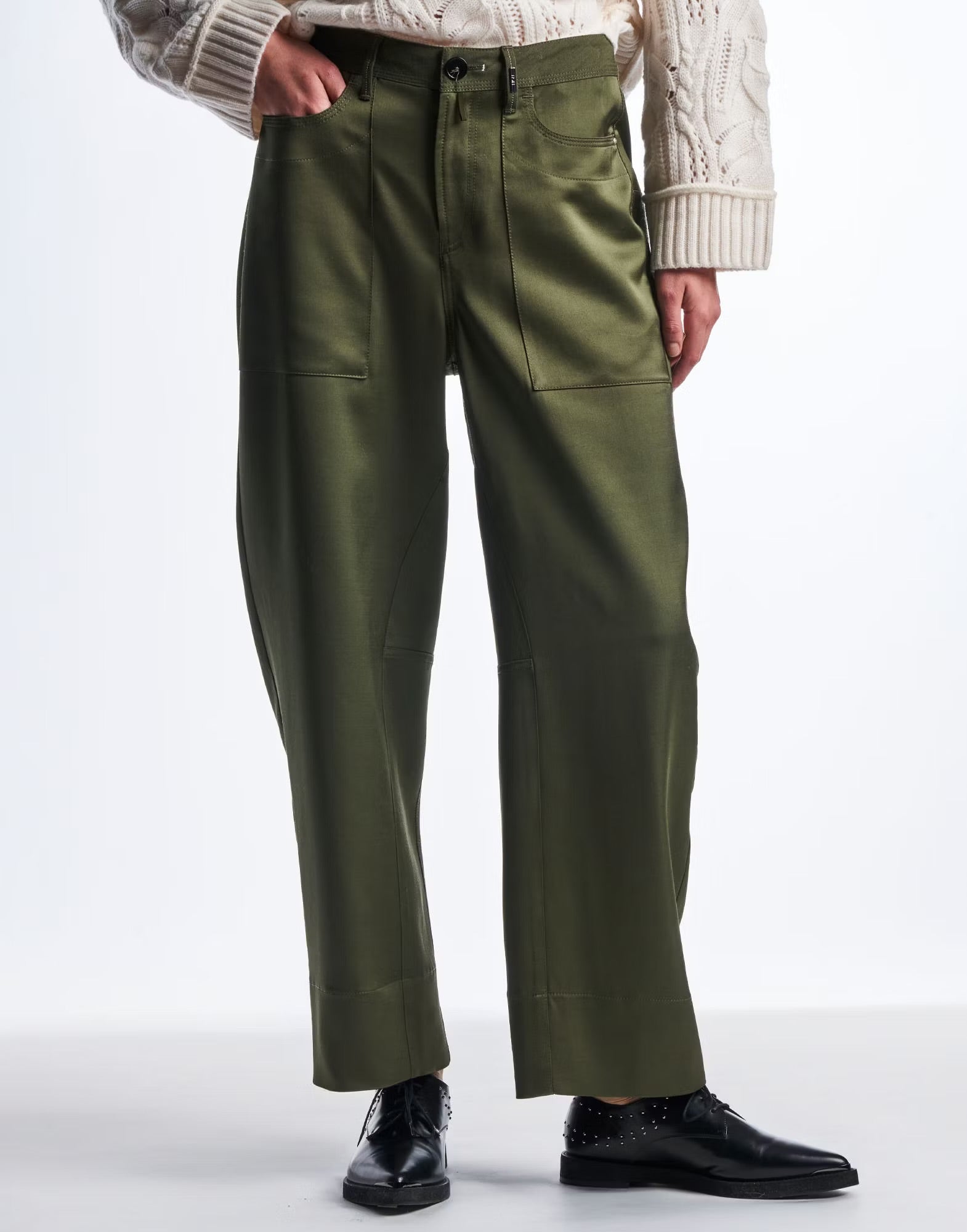 HIGH Everyday Couture Sateen Trousers in Military - SKULPT Dublin