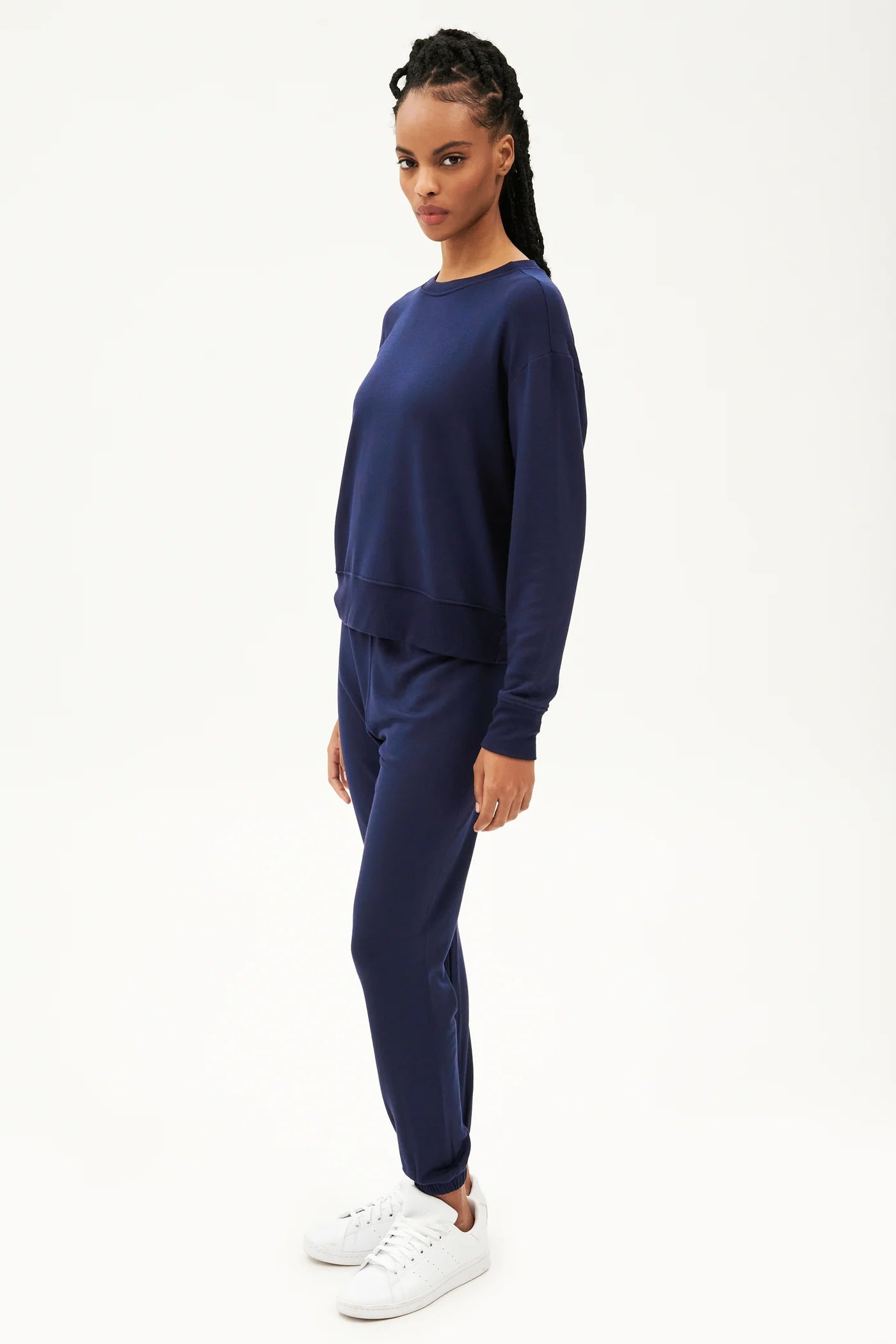 Splits59 Sonja Warm Up Long Sleeve Sweater in Navy - SKULPT Dublin