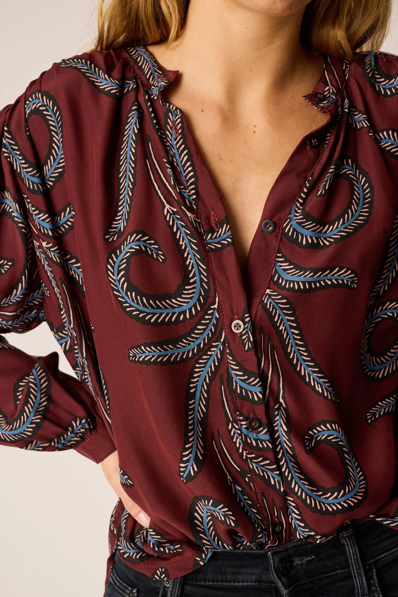 Natalie Martin Long Sleeve Shirt in Bordeaux Feather - SKULPT Dublin