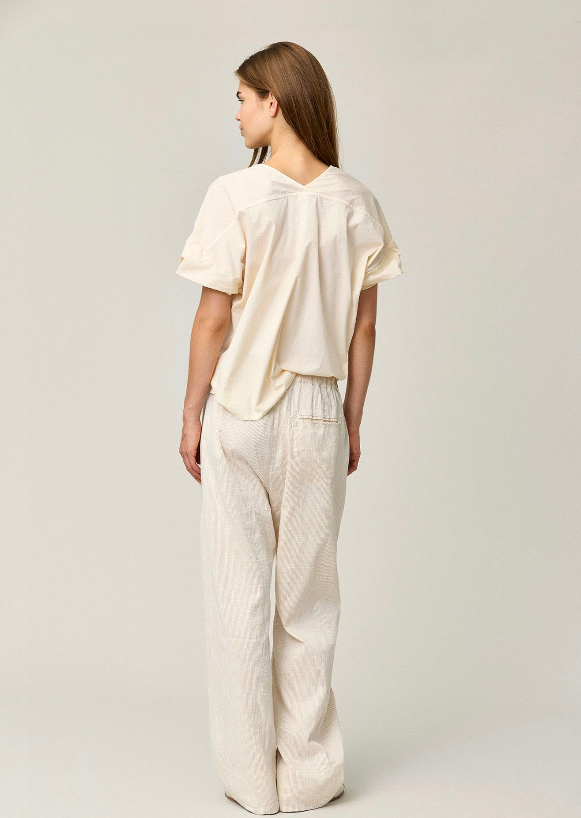 Kristensen du Nord Cotton Stretch V-Neck Blouse in Sky Blue - SKULPT Dublin