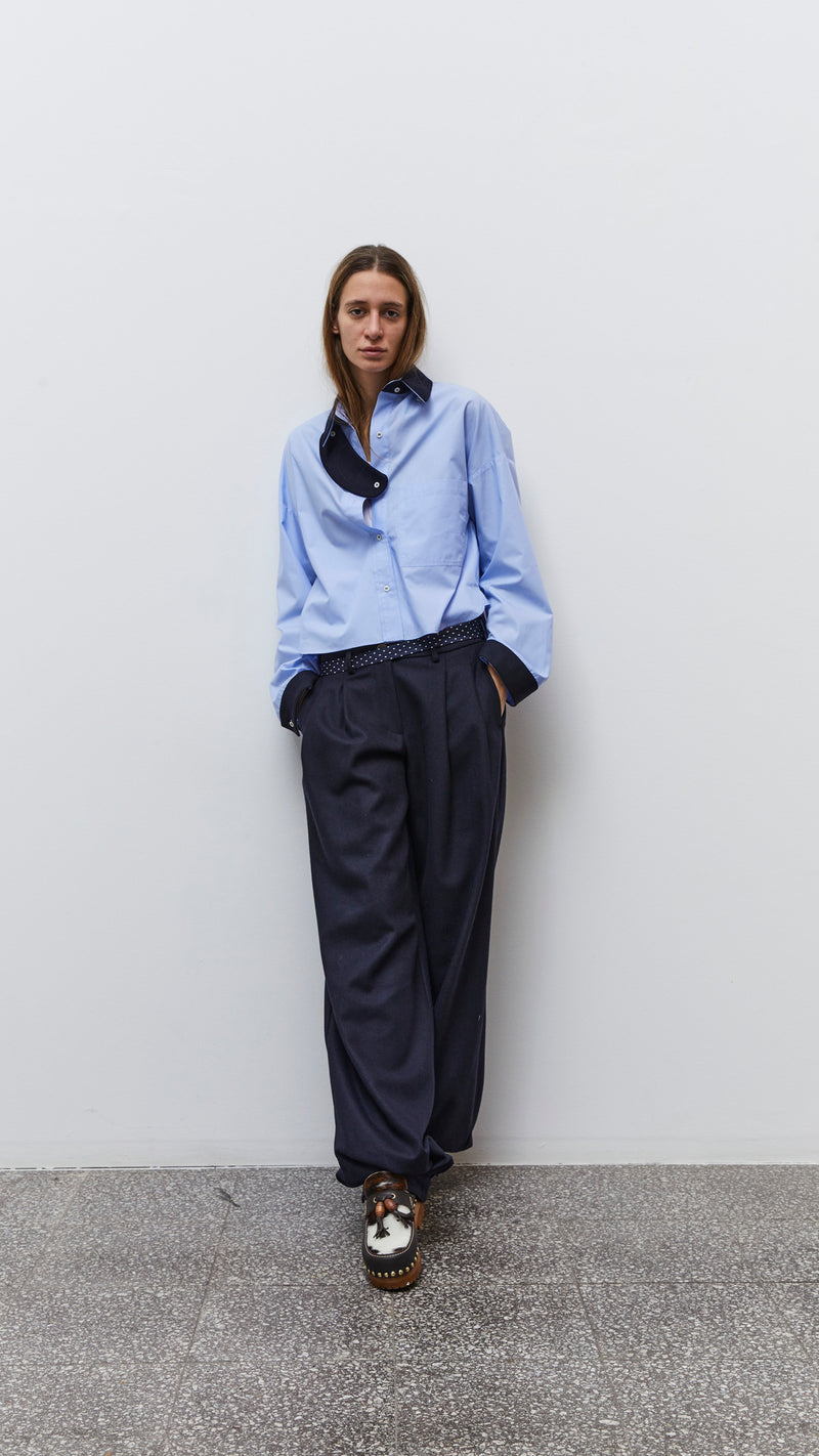 Jejia Lelly Shirt in Blue with Navy Collar - SKULPT Dublin