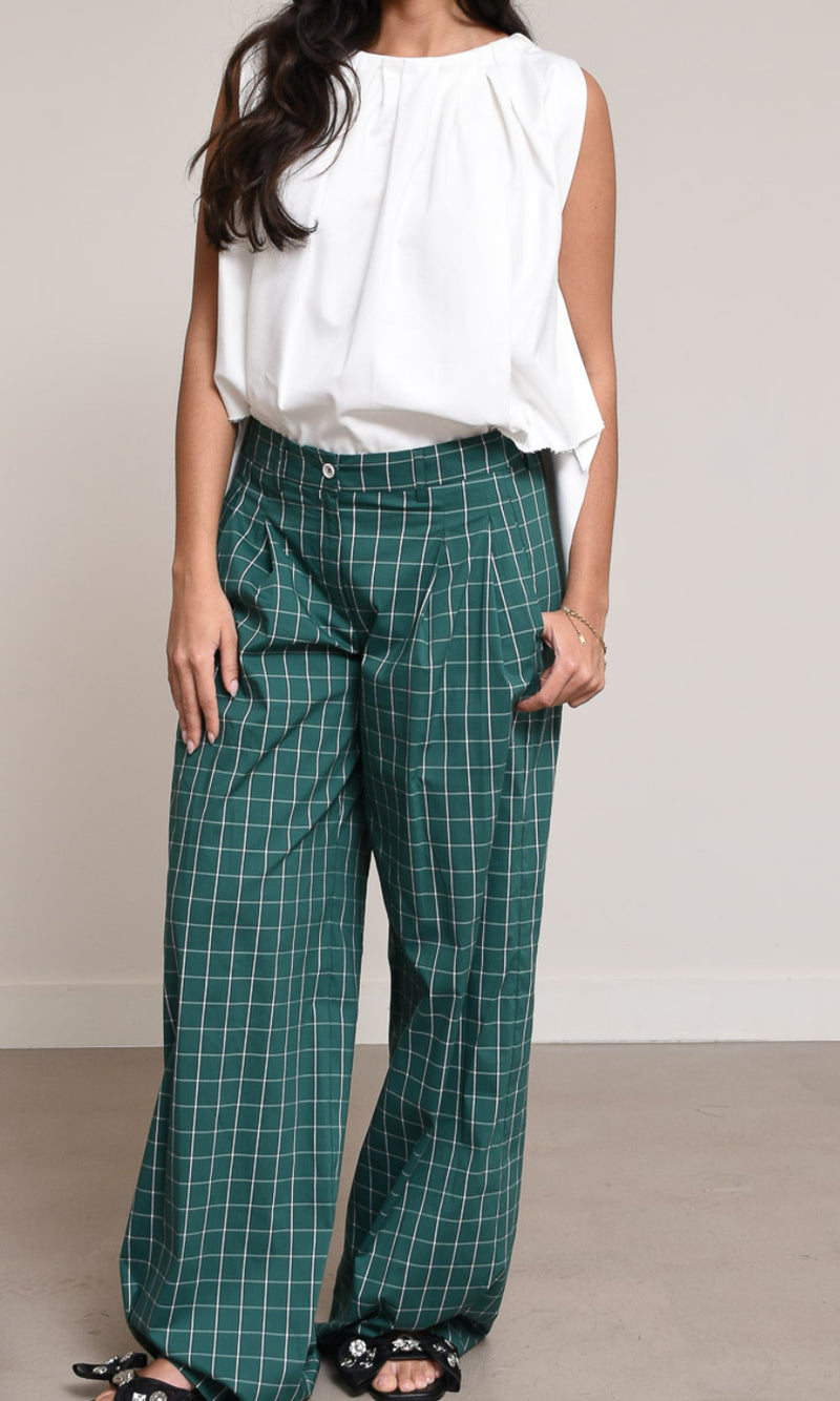 Jejia Trousers in Green Check - SKULPT Dublin