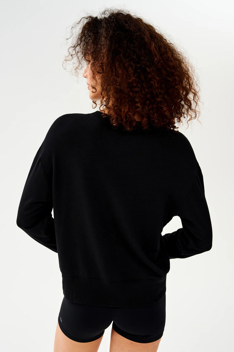 Splits59 Sonja Warm Up Long Sleeve Sweater in Black - SKULPT Dublin