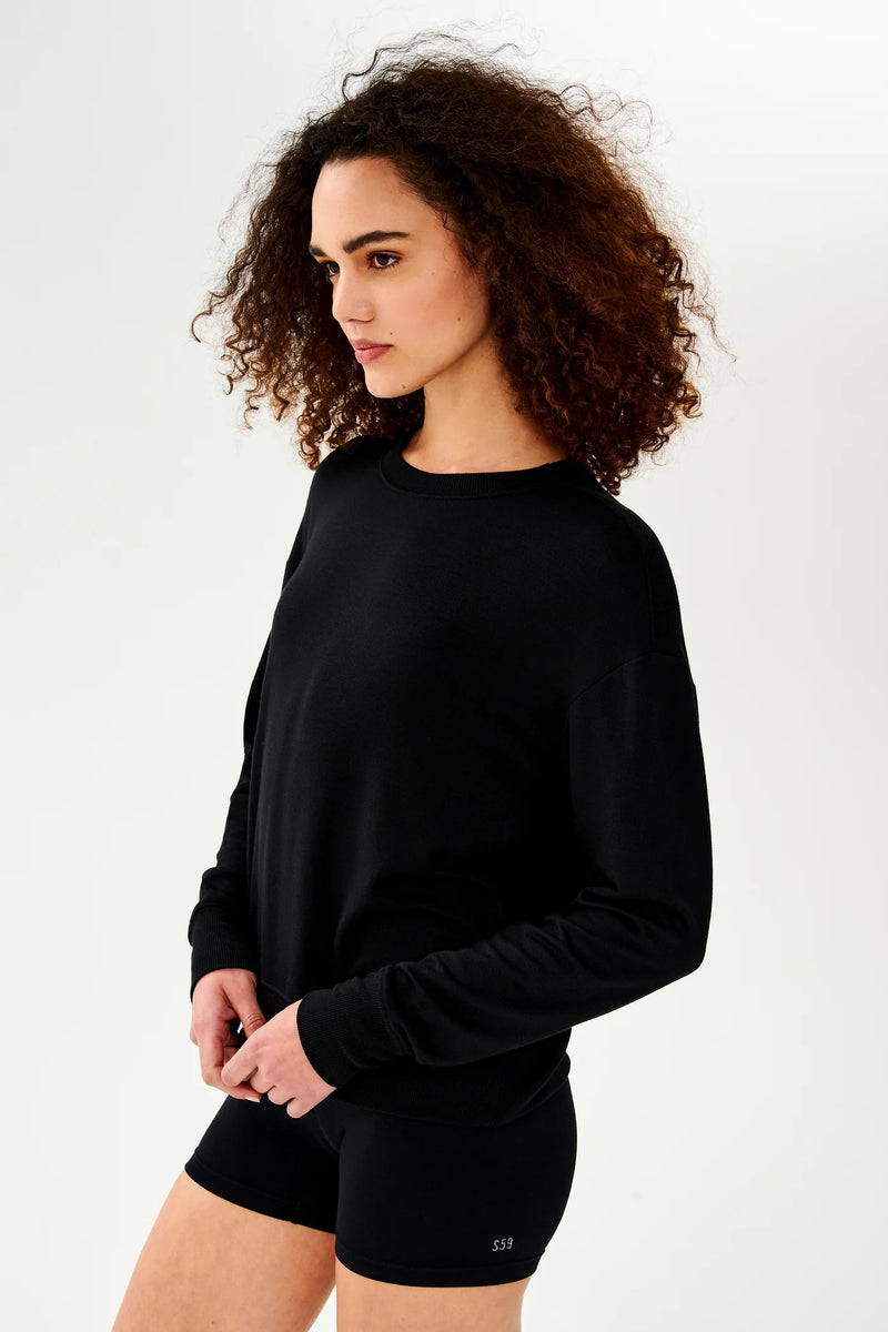 Splits59 Sonja Warm Up Long Sleeve Sweater in Black - SKULPT Dublin
