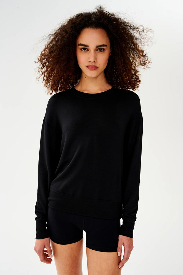 Splits59 Warm Up Long Sleeve Sweater in Black SKULPT