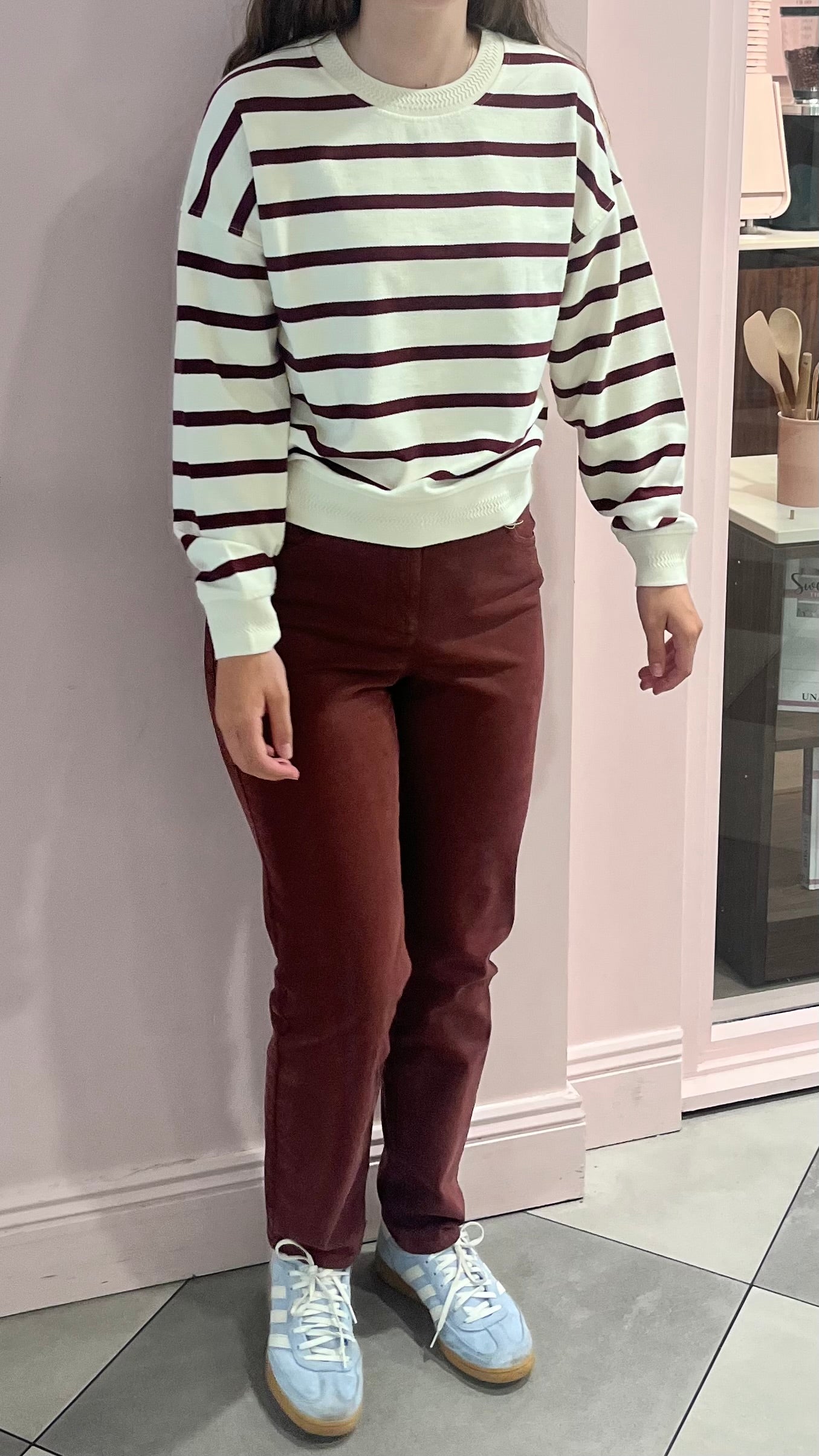 Mat de Misaine Sweatshirt Cream with Mulberry Stripe - SKULPT Dublin