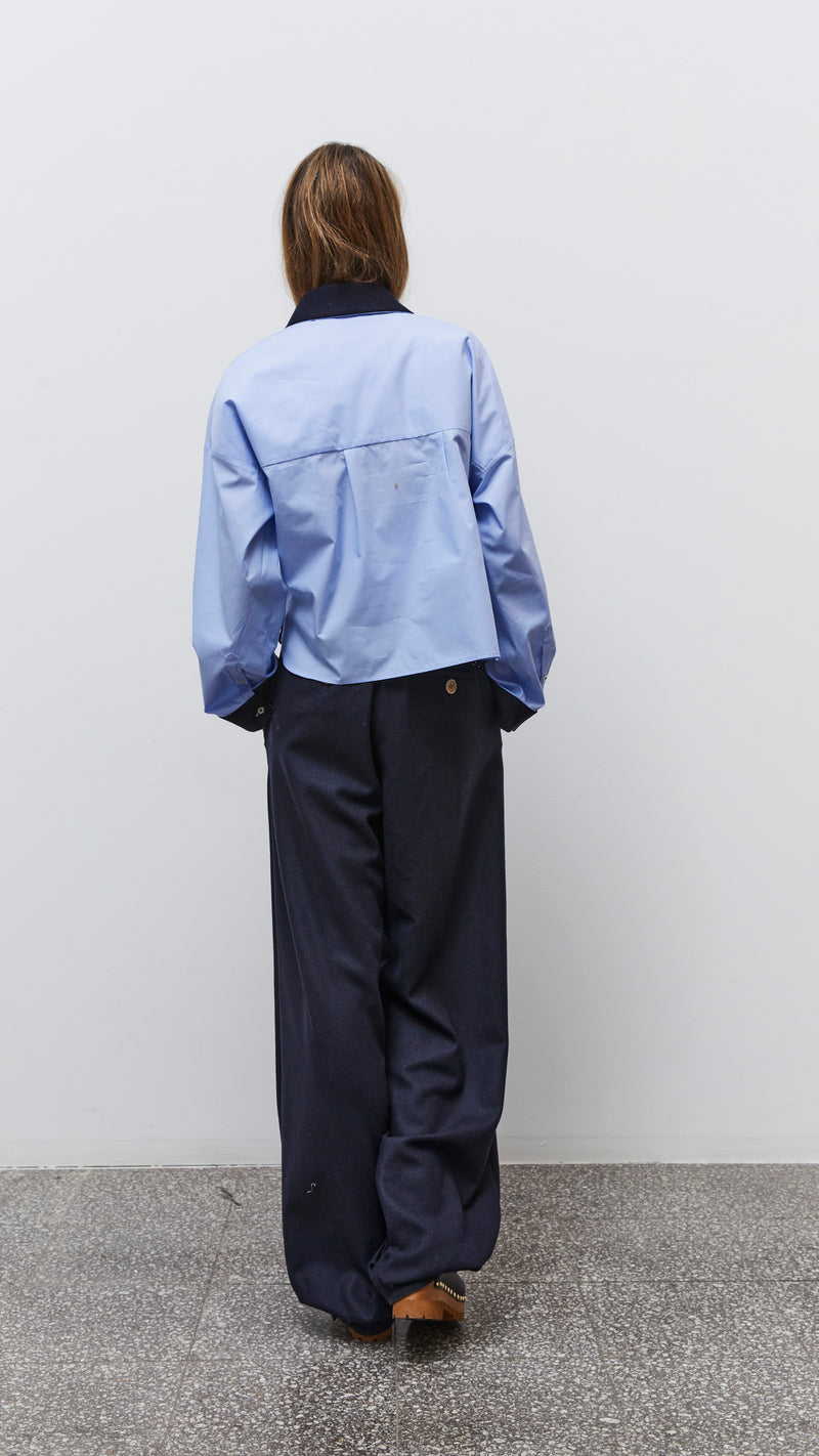 Jejia Lelly Shirt in Blue with Navy Collar - SKULPT Dublin