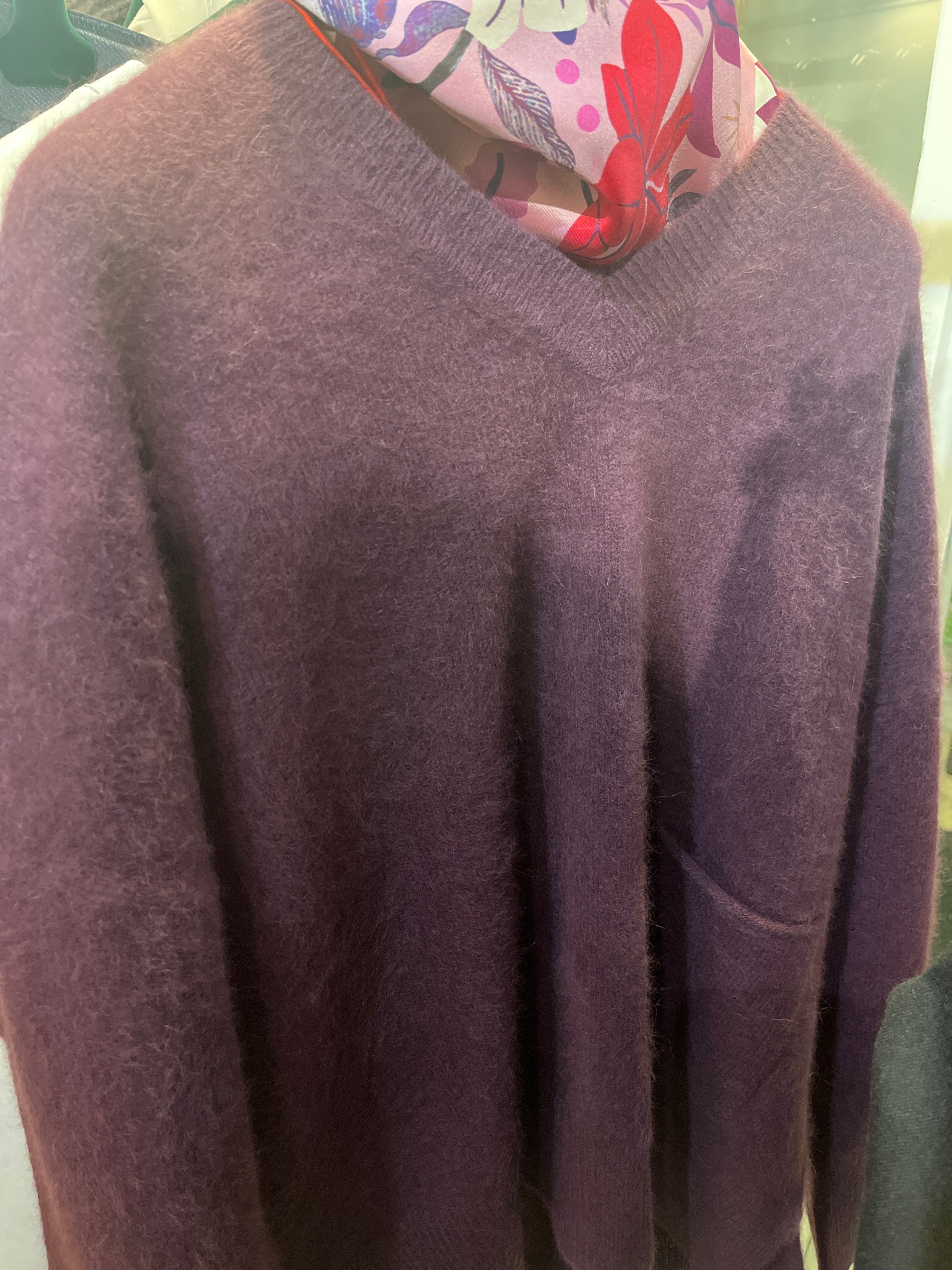 Estheme V Neck Jumper in Mulberry - SKULPT Dublin