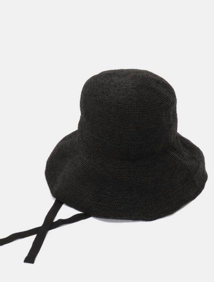 P cnq Japanese Raffia Sun Hat in Black - SKULPT Dublin