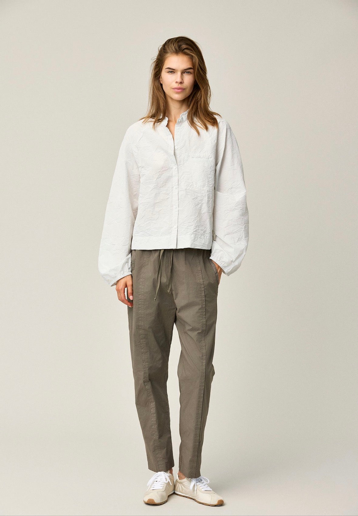 KristenseN Du Nord Crinkle Top in Khaki - SKULPT Dublin