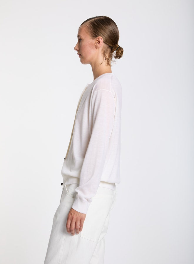 Lis Lareida Merino Wool Cardigan in Soft Cream