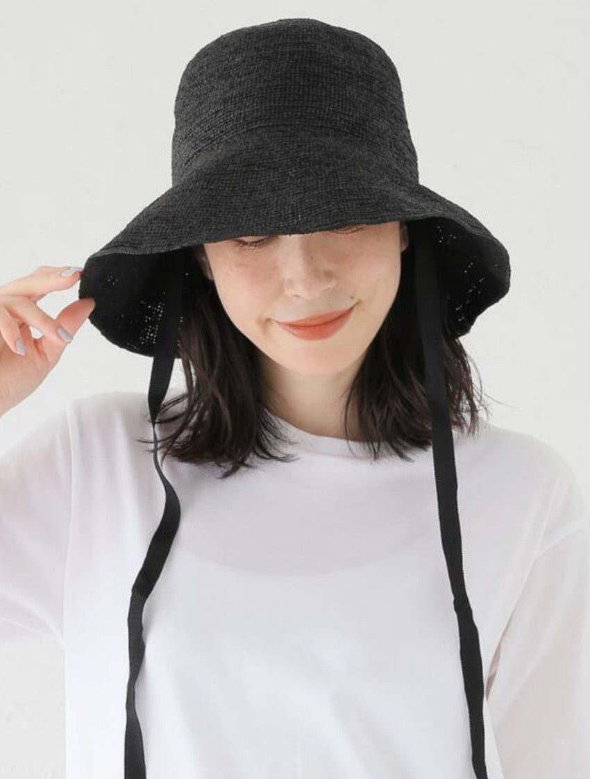 P cnq Japanese Raffia Sun Hat in Black - SKULPT Dublin