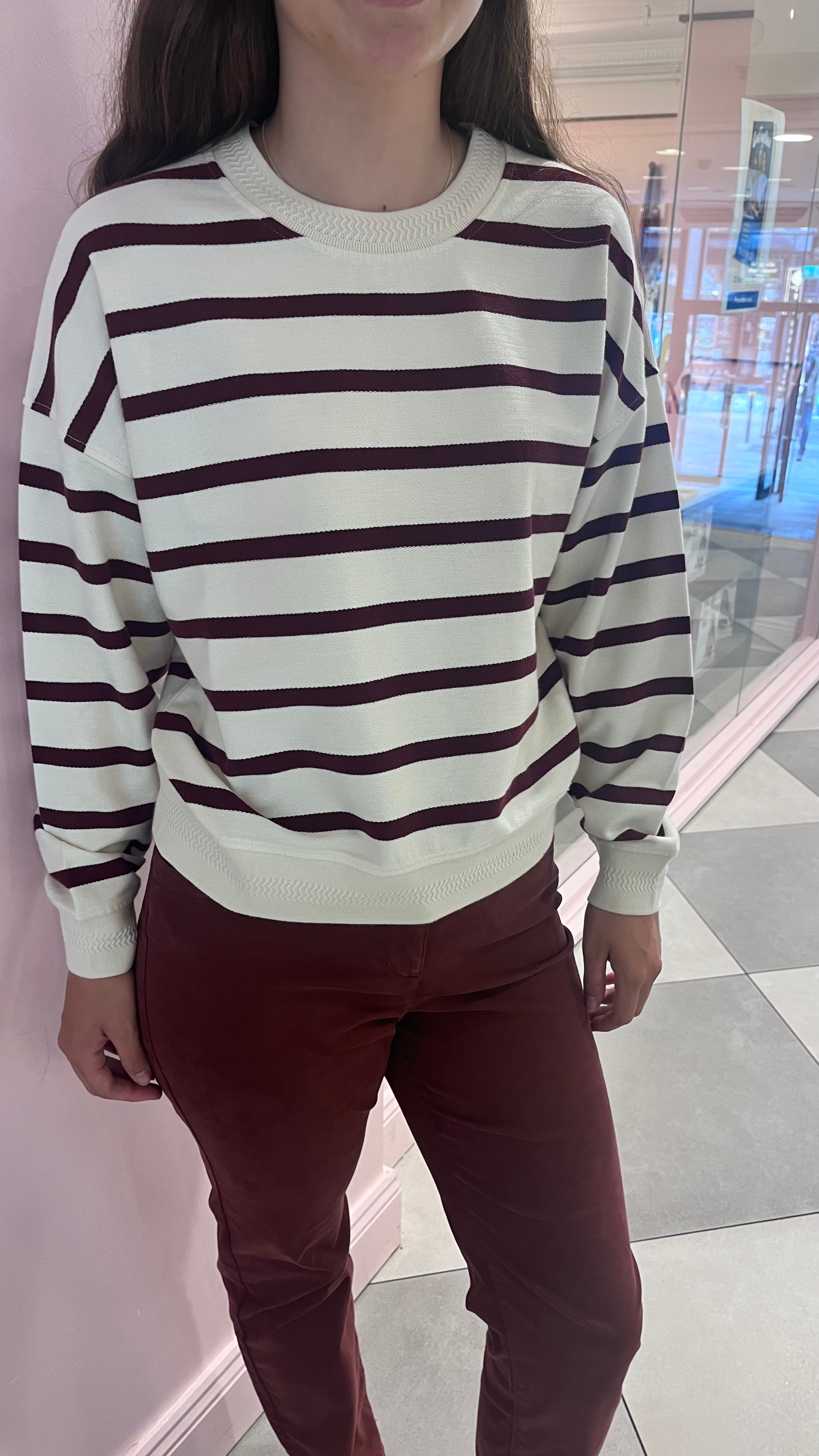 Mat de Misaine Sweatshirt Cream with Mulberry Stripe - SKULPT Dublin