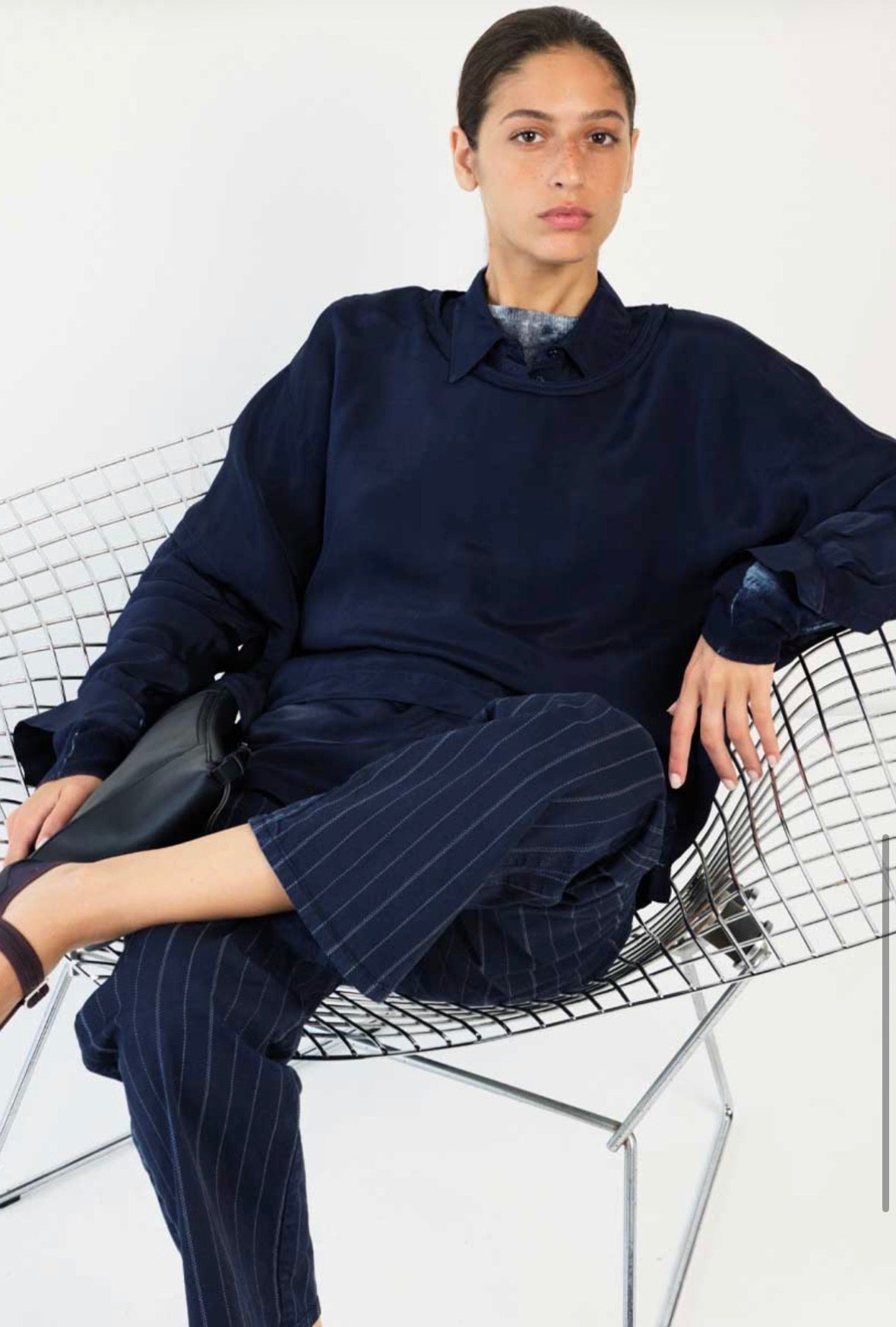 HIGH Everyday Couture Limbo Navy Pinstripe Trousers