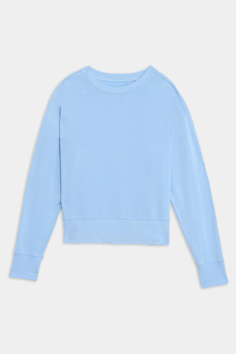 Splits59 Sonja Warm Up Long Sleeve Sweater in Sky - SKULPT Dublin