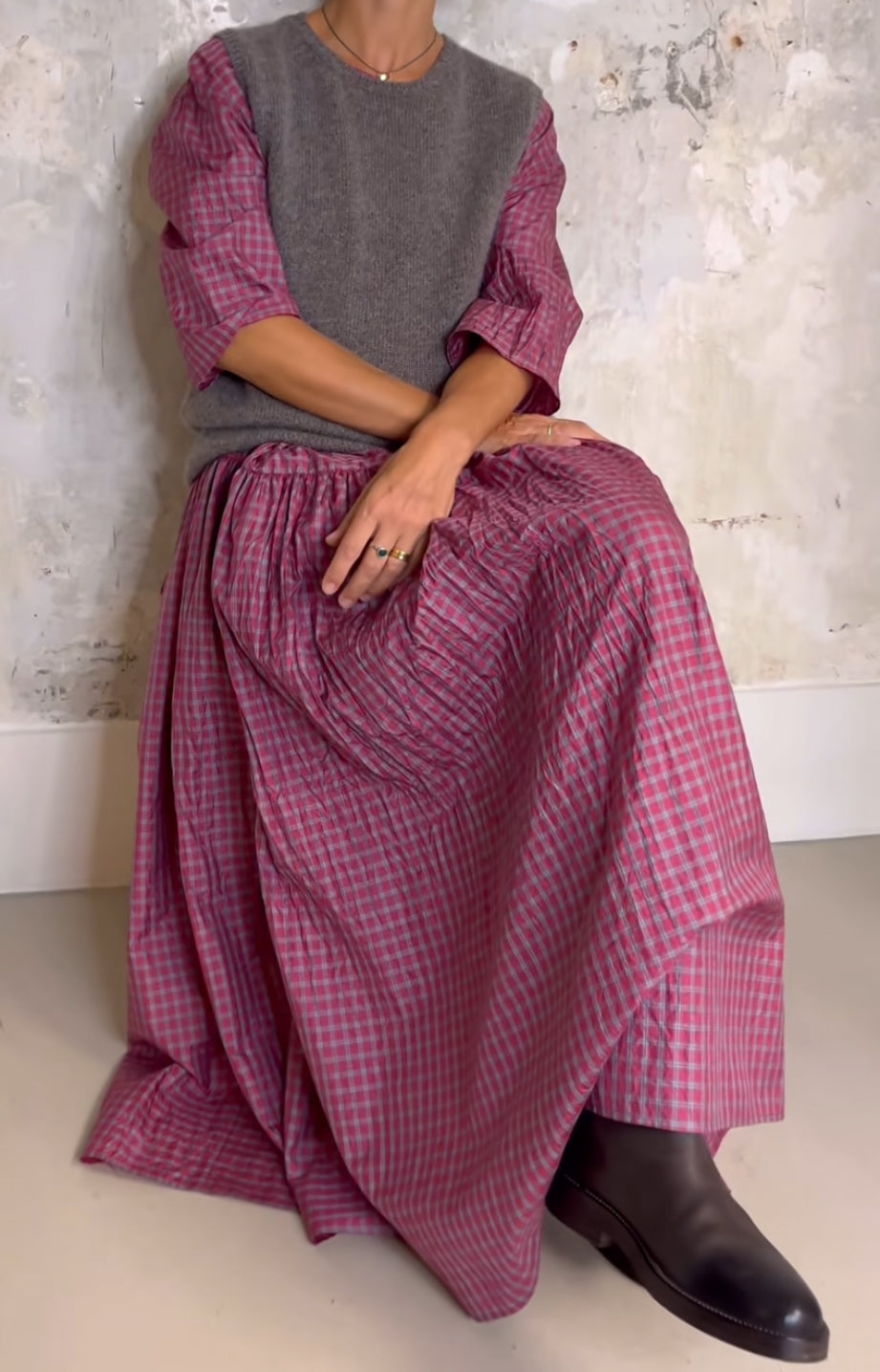 ApuntoB Silk Dress in Tartan - SKULPT Dublin