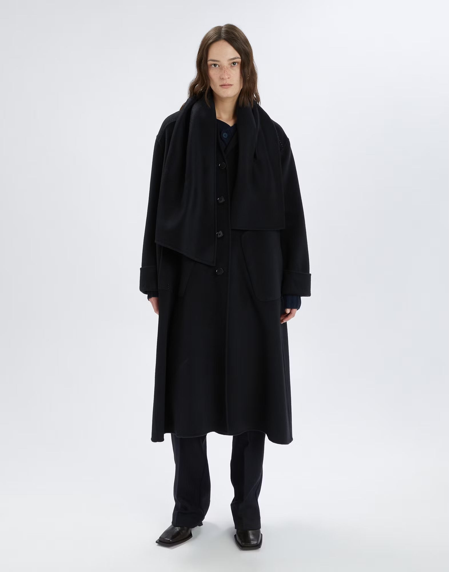 HIGH Everyday Couture Spire Long Coat in Navy - SKULPT Dublin