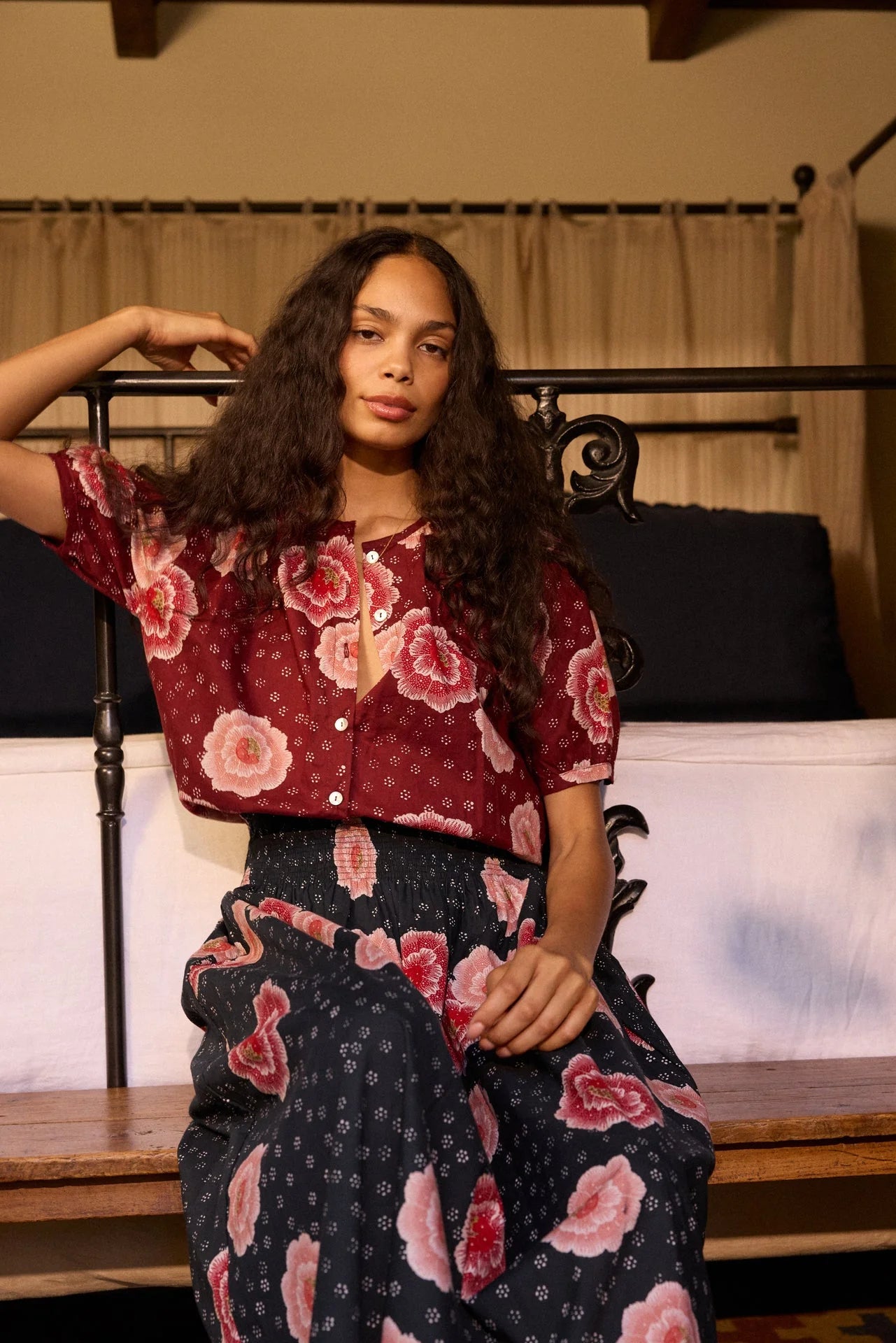 Natalie Martin Short Sleeve Shirt in Poppy Cherry - SKULPT Dublin