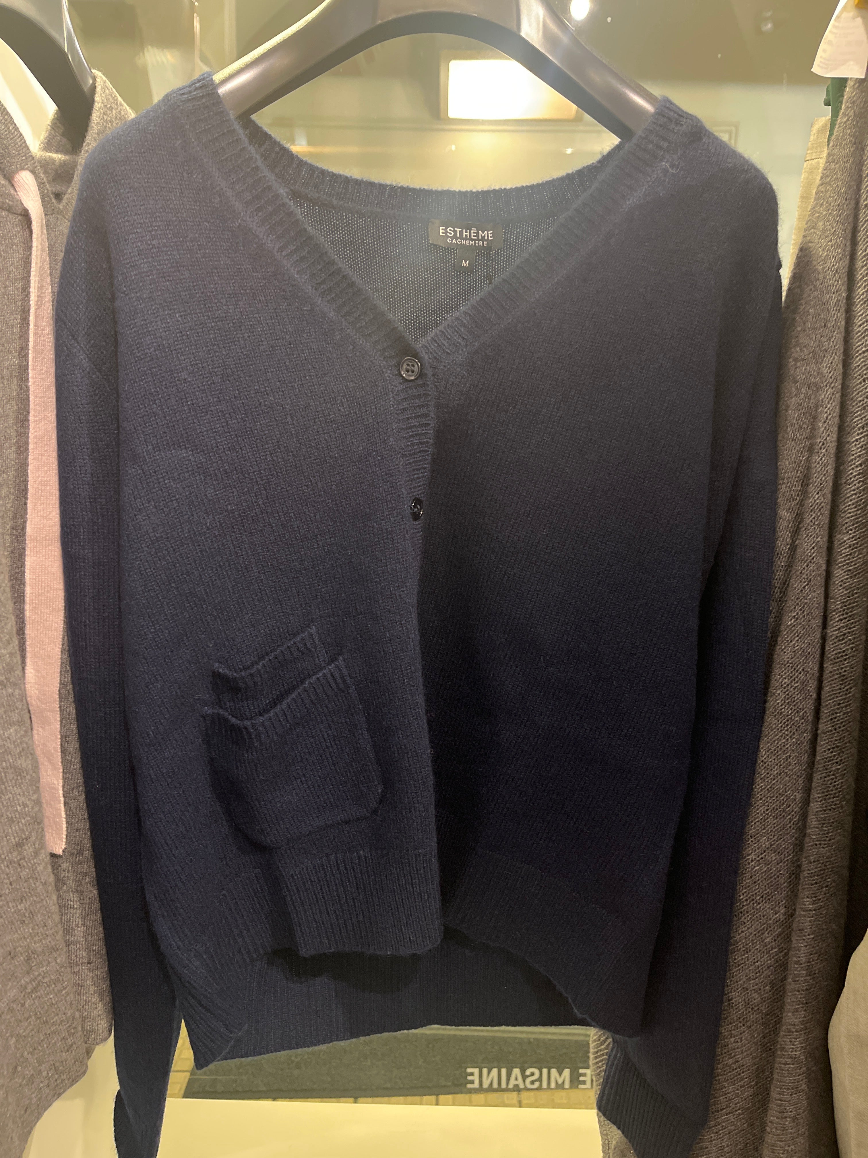 Estheme Cashmere V Neck Cardigan in Navy - SKULPT Dublin