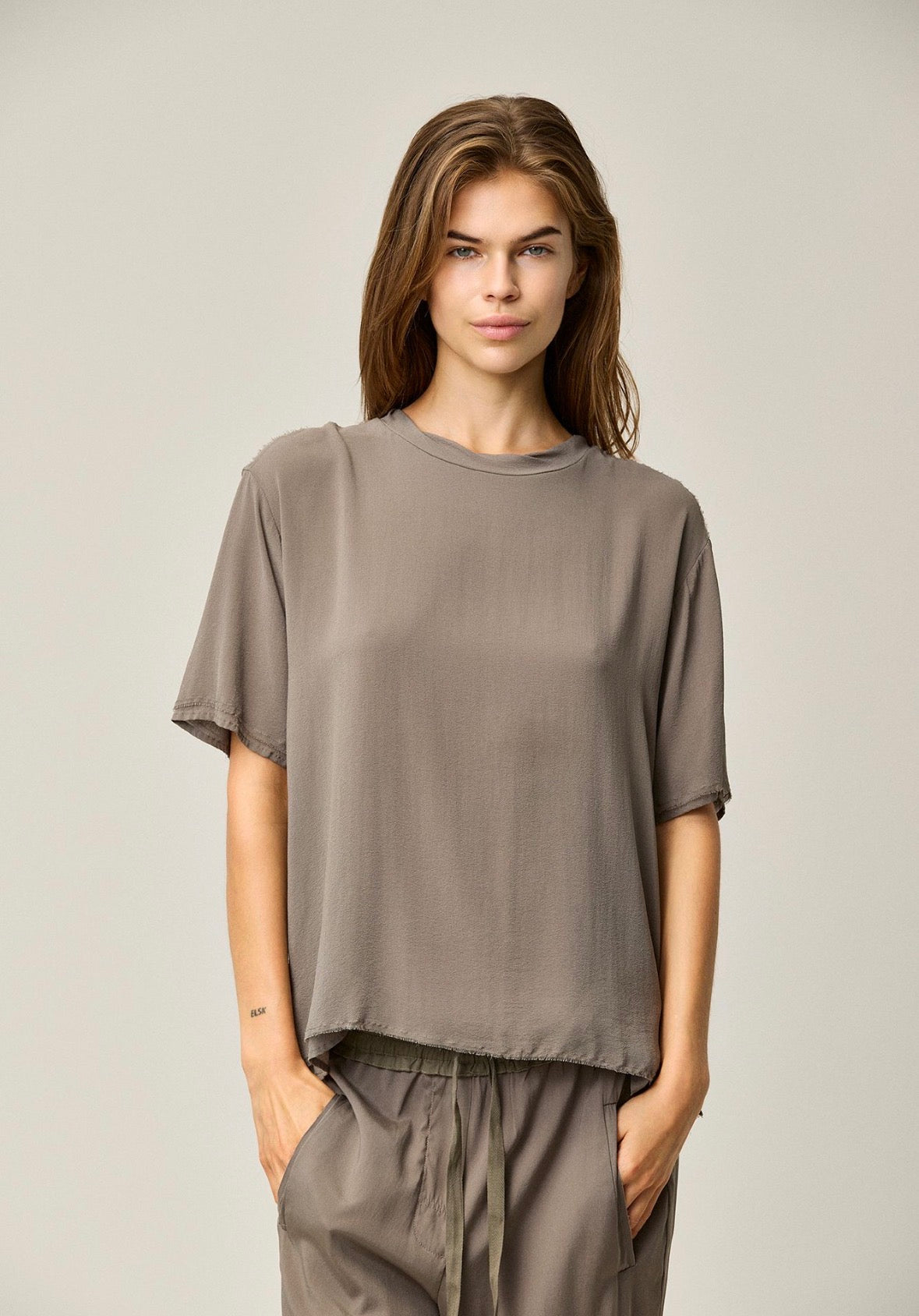 Kristensen du Nord Silk Tee in Black - SKULPT Dublin