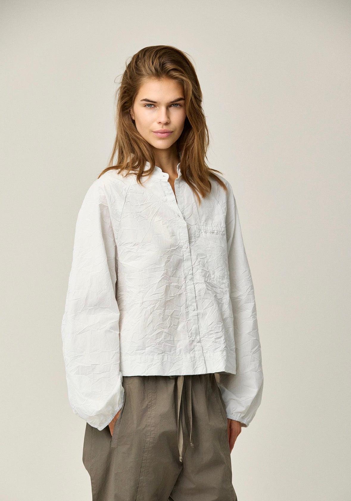 KristenseN Du Nord Crinkle Top in Khaki - SKULPT Dublin