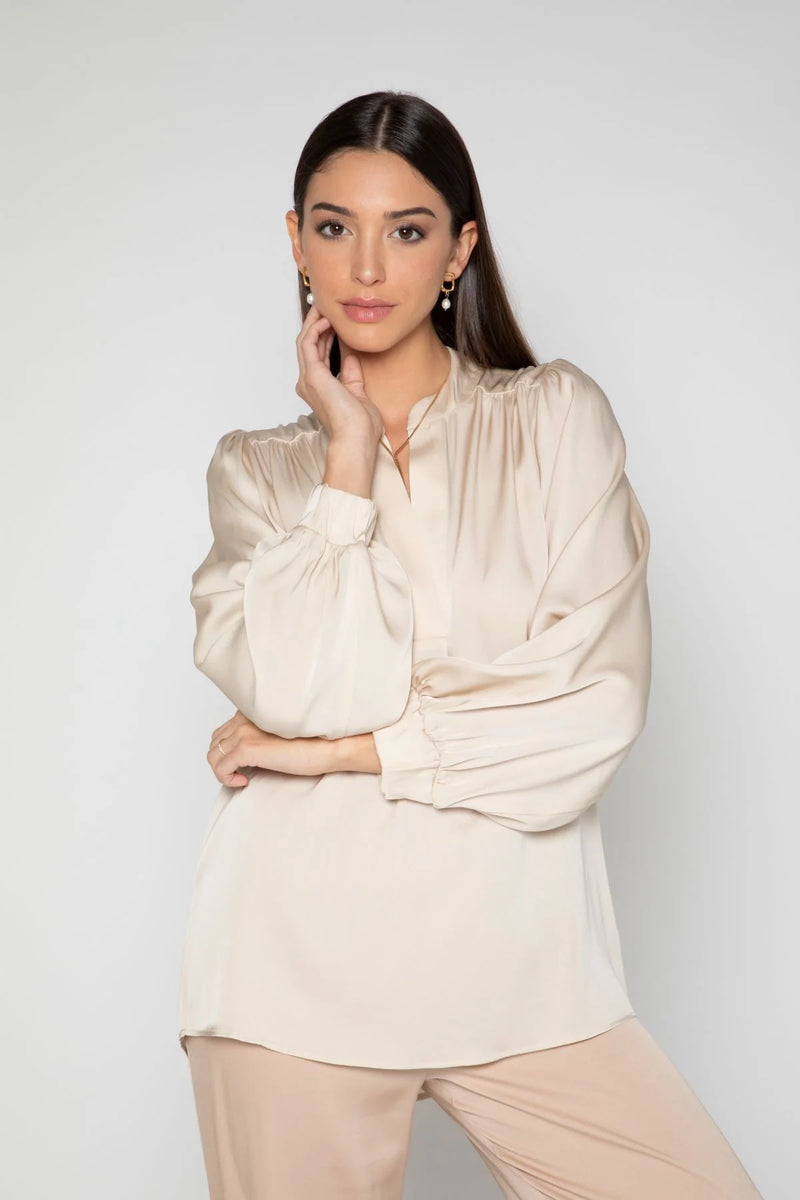 Silks95Five Washable Silk Shirt in Mocha - SKULPT Dublin