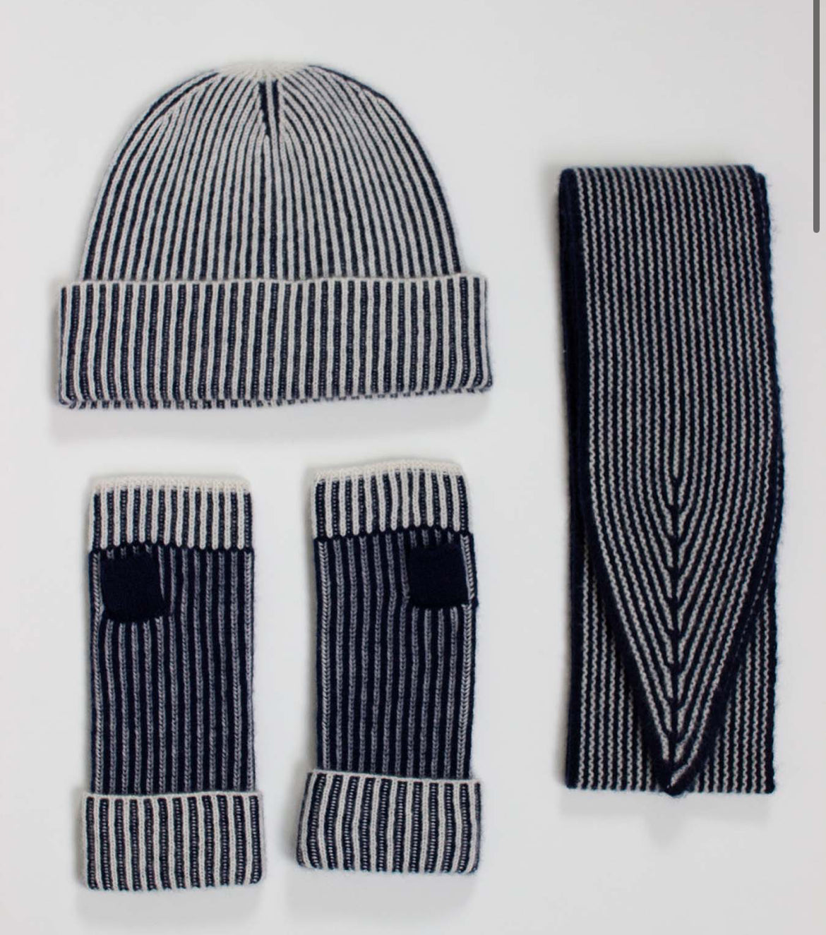 Oats & Rice Striped Beanie in Navy